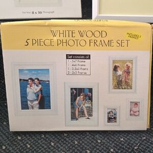 White Wood 5 Piece Photo Frame Set